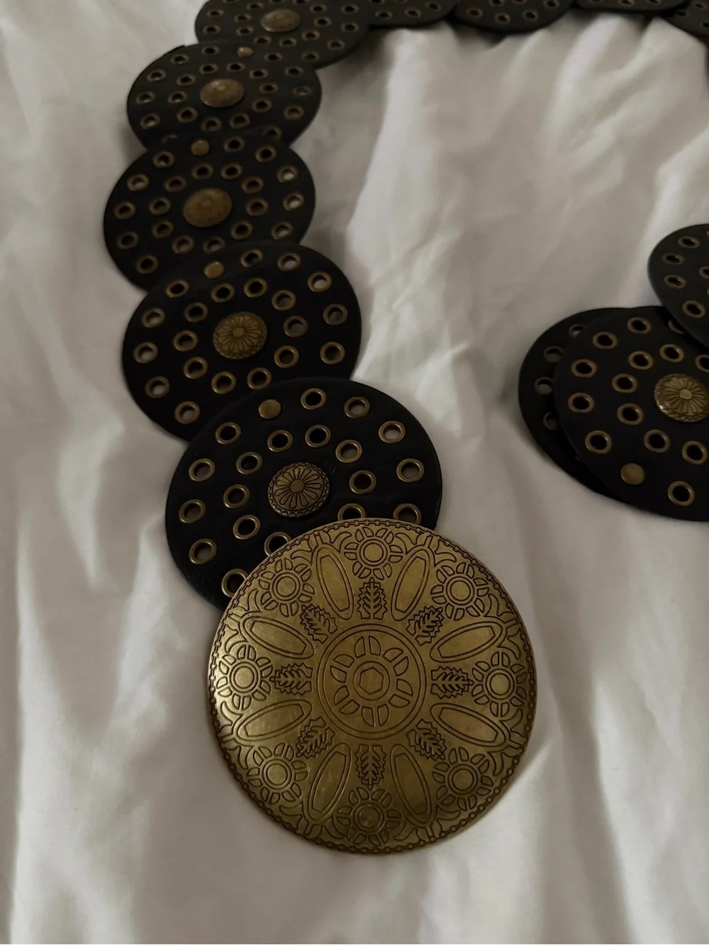 Black and Gold Disc Link Belt - Women Accessories